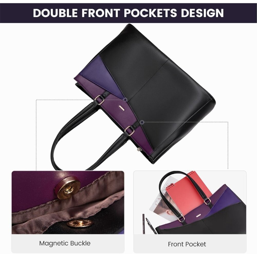 Laptop Bag for Women, 15.6 inch Laptop Tote Work Teacher Bags Cancas Computer Sh - Picture 3 of 7